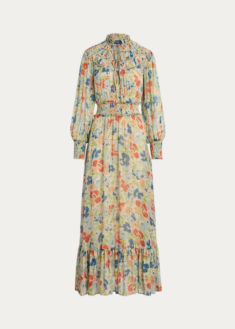 Vestido Floral Crinkled Georgette Mujer Blancos | ROKG27836 - vista 4