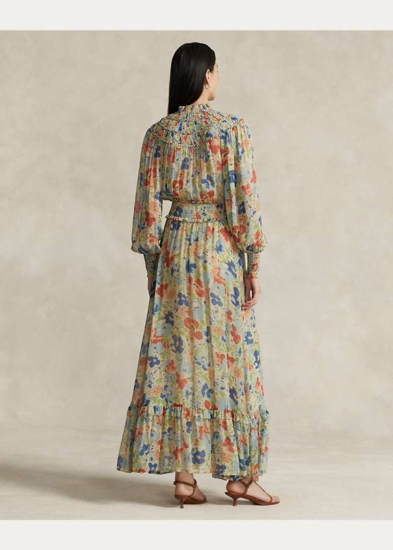 Vestido Floral Crinkled Georgette Mujer Blancos | ROKG27836 - vista 6