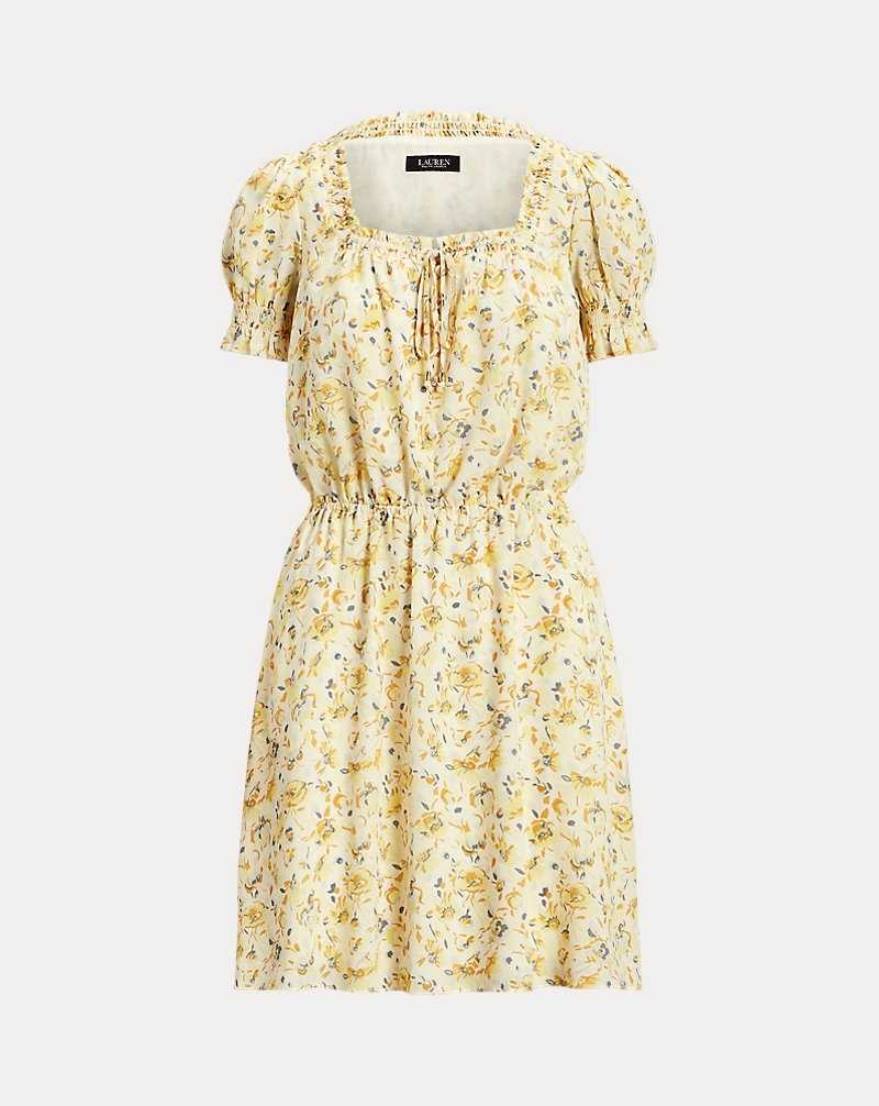 Vestido Ralph Lauren Floral Georgette Puff-Sleeve Mujer Cream/Yellow Multi | LMZDVNU-06 - vista 2