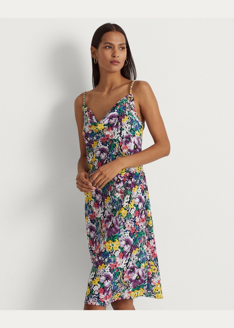 Vestido Floral Georgette Slip Mujer Multicolor | VZSO02496 - vista 3