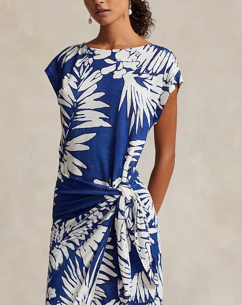 Vestido Ralph Lauren Floral Linen Faux-Wrap Mujer Azules | EVDMGUY-71 - vista 5