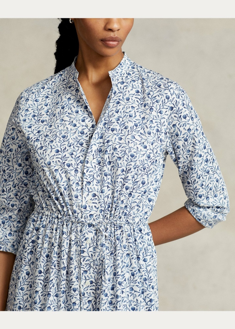 Vestido Floral Plisado-Hem Drawstring Mujer Blancos | MVZD97645 - vista 5