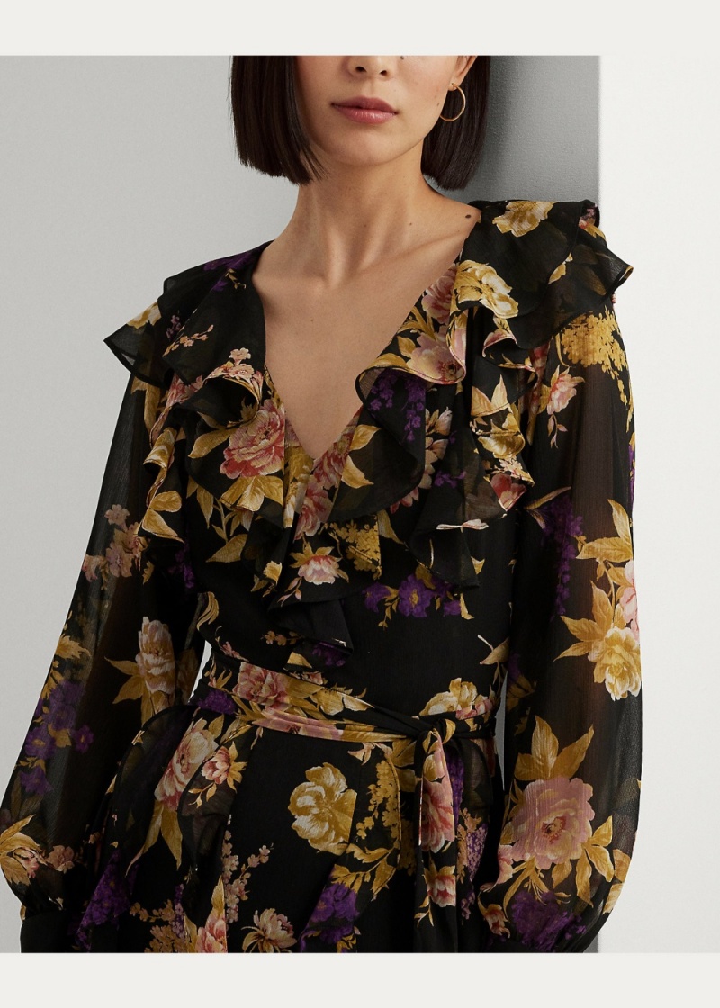 Vestido Floral Ruffle-Trim Georgette Mujer Multicolor | VINO36790 - vista 4