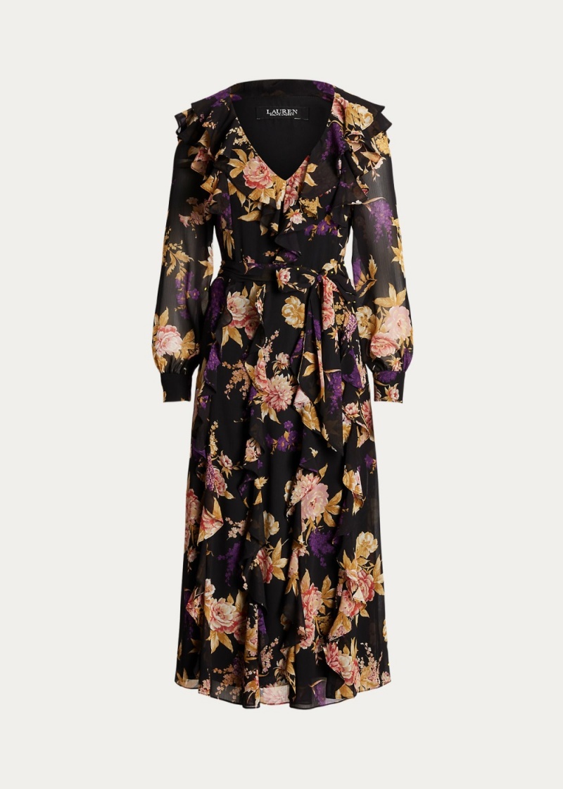 Vestido Floral Ruffle-Trim Georgette Mujer Multicolor | VINO36790 - vista 6