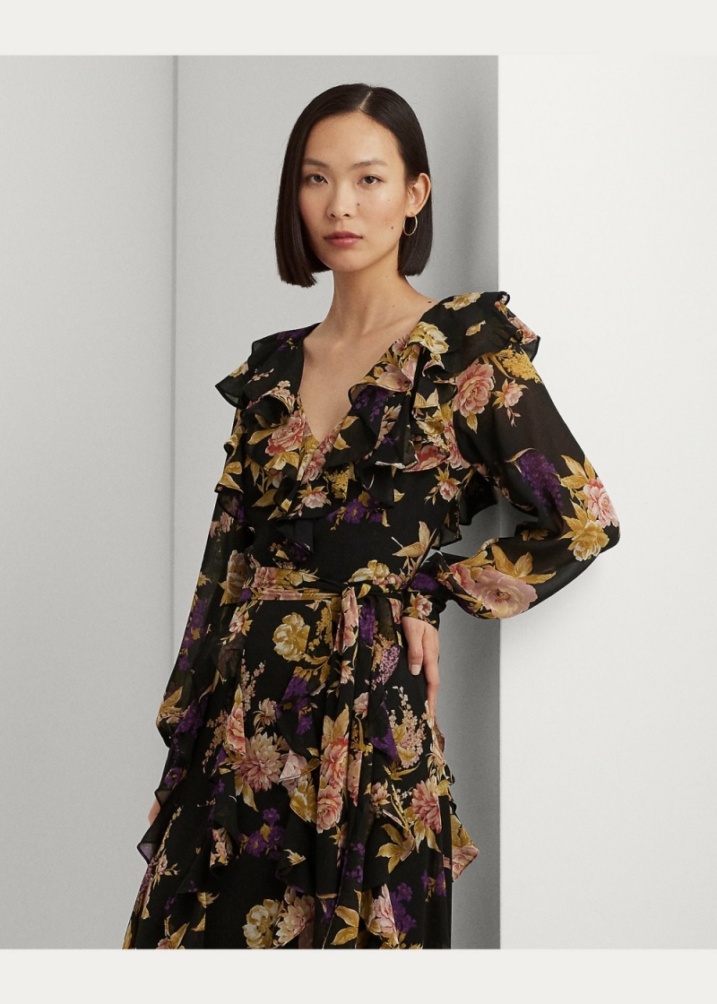 Vestido Floral Ruffle-Trim Georgette Mujer Multicolor | VINO36790 - vista 7