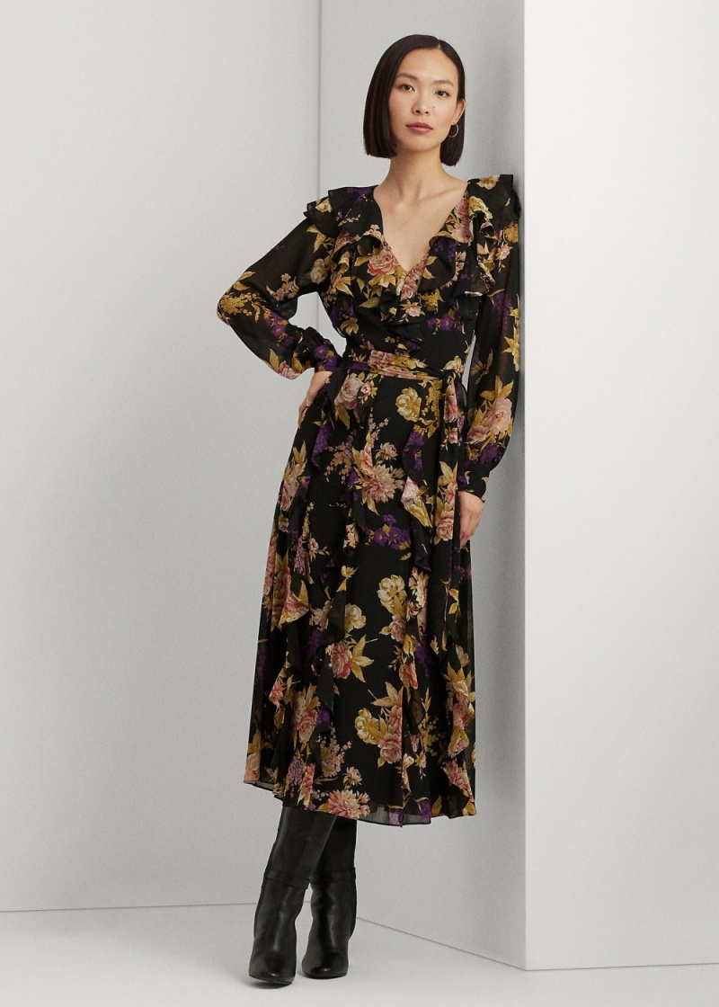 Vestido Floral Ruffle-Trim Georgette Mujer Multicolor | VINO36790 - vista 1