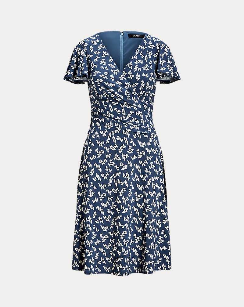 Vestido Ralph Lauren Floral Stretch Jersey Surplice Mujer Blue/Cream | OTHZESL-52 - vista 2