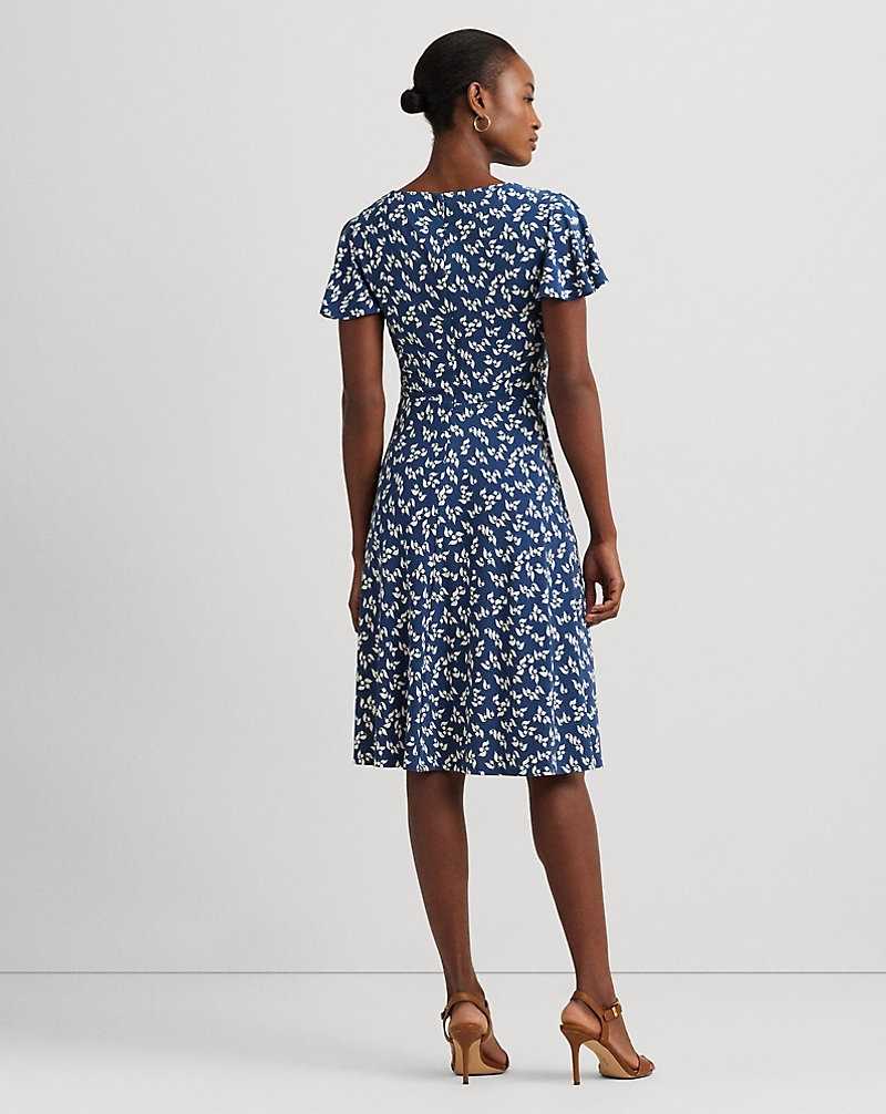 Vestido Ralph Lauren Floral Stretch Jersey Surplice Mujer Blue/Cream | OTHZESL-52 - vista 4