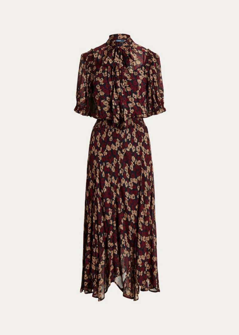 Vestido Floral Tie-Neck Georgette Mujer Creme | ZODE47031 - vista 2