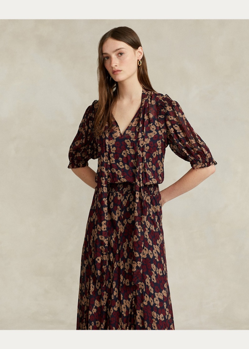 Vestido Floral Tie-Neck Georgette Mujer Creme | ZODE47031 - vista 3