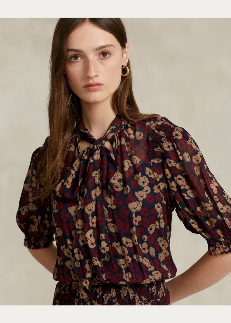 Vestido Floral Tie-Neck Georgette Mujer Creme | ZODE47031 - vista 5