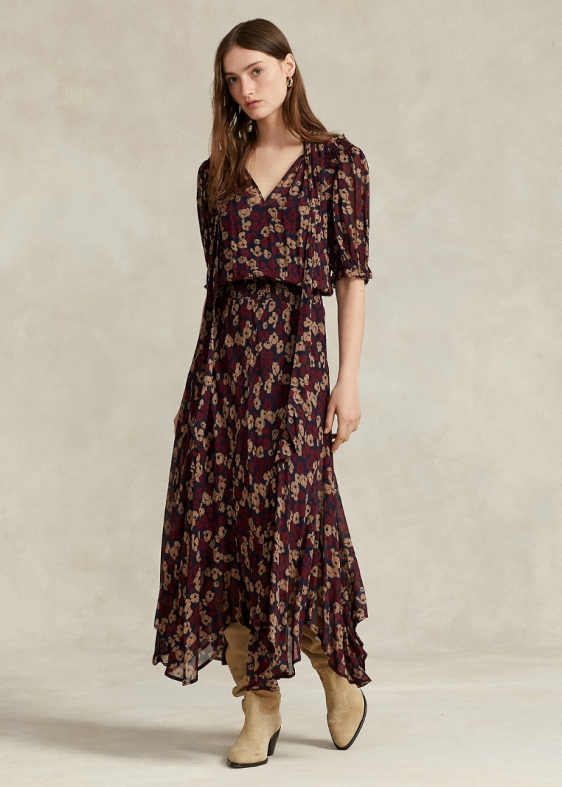Vestido Floral Tie-Neck Georgette Mujer Creme | ZODE47031 - vista 1