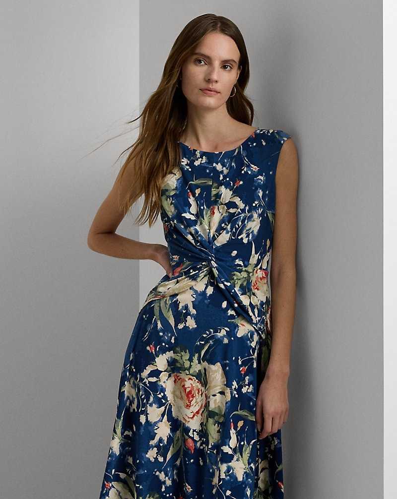 Vestido Ralph Lauren Floral Twist-Front Stretch Jersey Mujer Azules | LOZWNCD-67 - vista 3