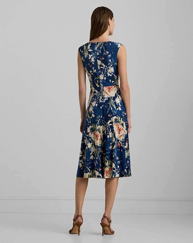 Vestido Ralph Lauren Floral Twist-Front Stretch Jersey Mujer Azules | LOZWNCD-67 - vista 4