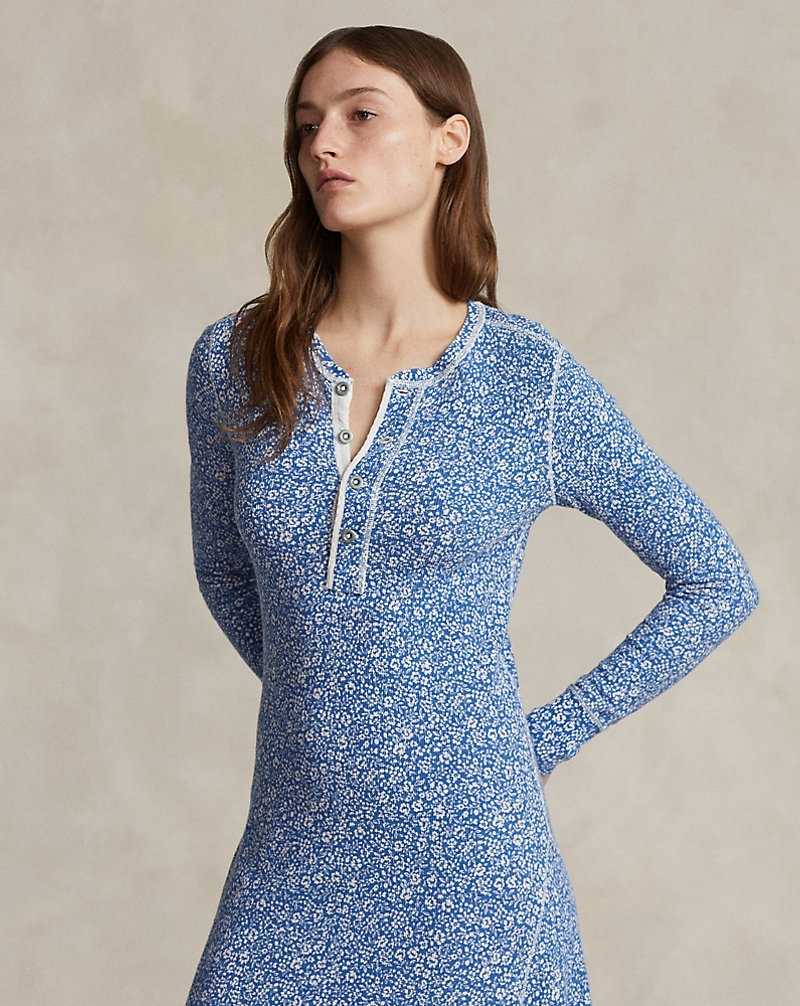 Vestido Ralph Lauren Floral Waffle-Knit Henley Mujer Flores | HDCYTFX-64 - vista 3