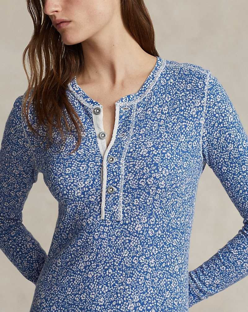 Vestido Ralph Lauren Floral Waffle-Knit Henley Mujer Flores | HDCYTFX-64 - vista 5