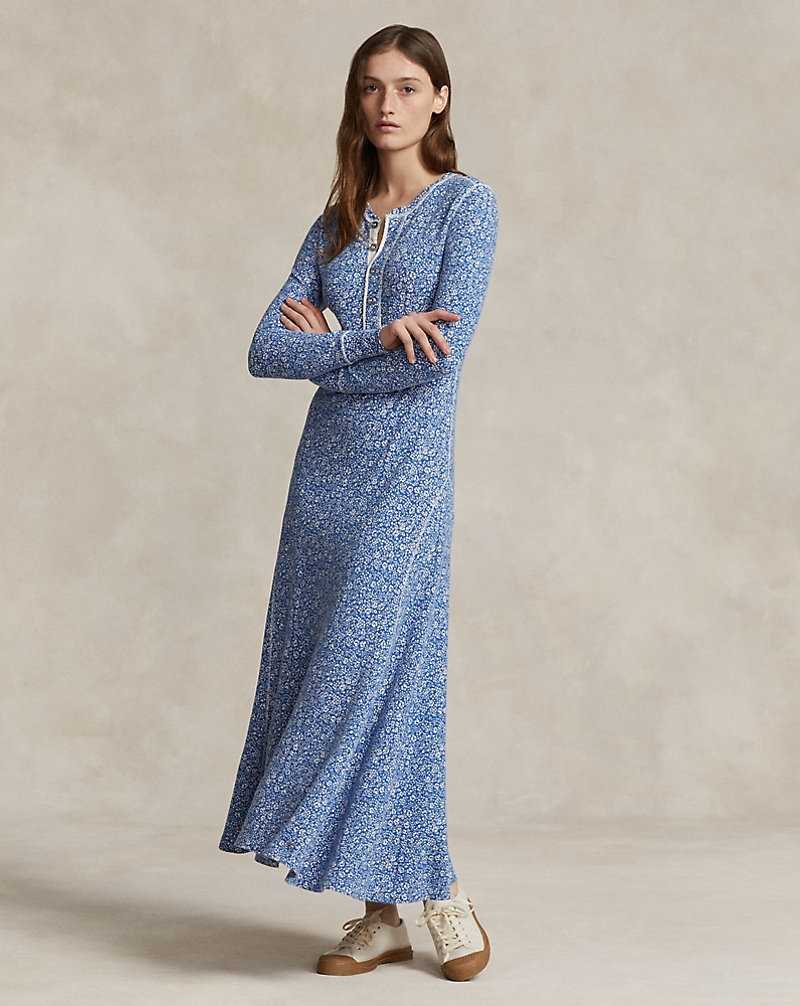 Vestido Ralph Lauren Floral Waffle-Knit Henley Mujer Flores | HDCYTFX-64 - vista 1