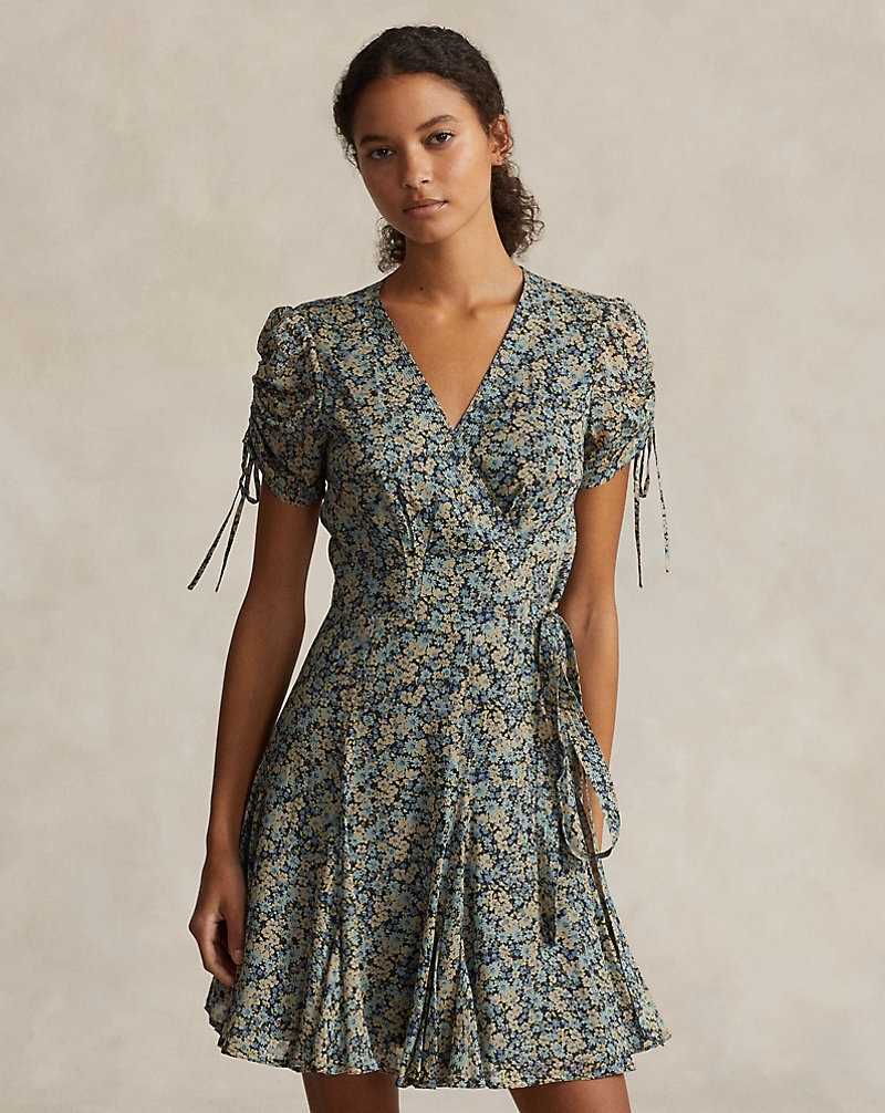 Vestido Ralph Lauren Floral Wrap Mini Mujer Verde Menta | WHXQANV-54 - vista 3