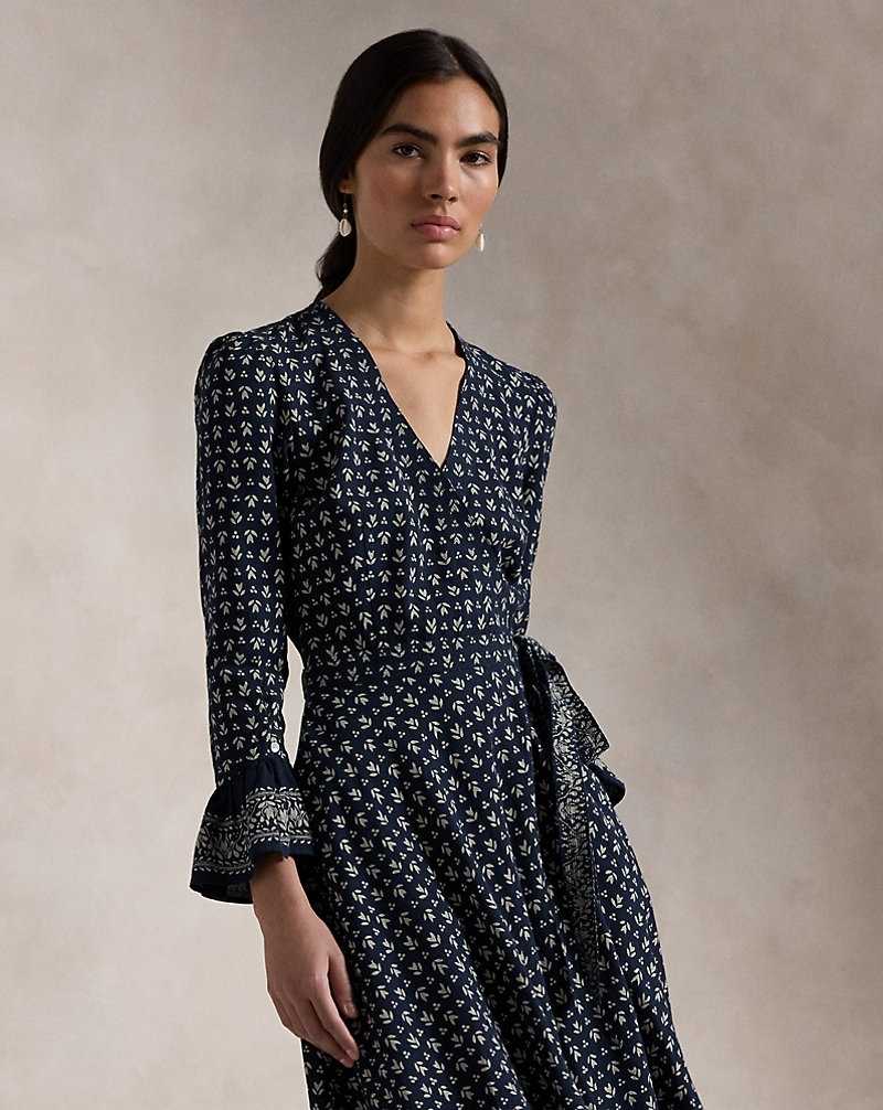 Vestido Ralph Lauren Floral-Print Wrap Mujer Azul Marino | YRJSDOB-16 - vista 3