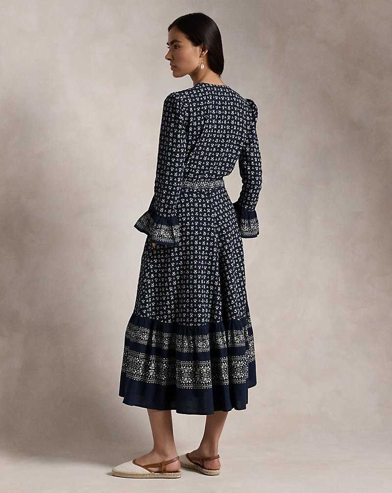 Vestido Ralph Lauren Floral-Print Wrap Mujer Azul Marino | YRJSDOB-16 - vista 4