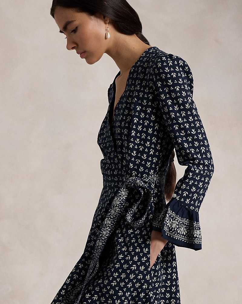 Vestido Ralph Lauren Floral-Print Wrap Mujer Azul Marino | YRJSDOB-16 - vista 5