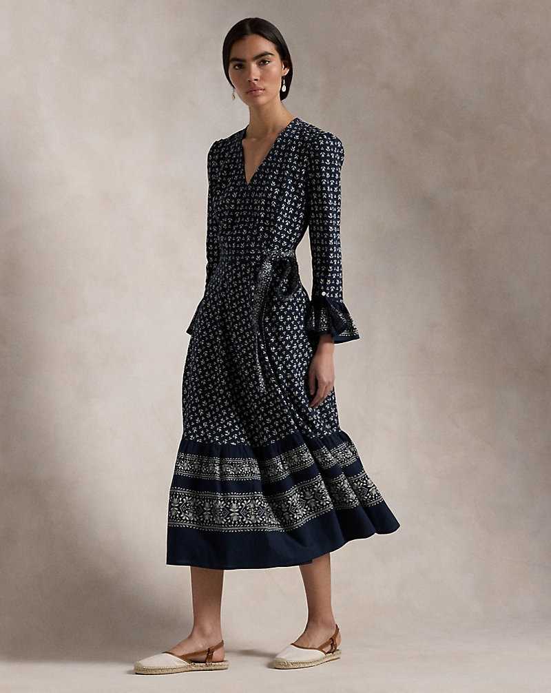 Vestido Ralph Lauren Floral-Print Wrap Mujer Azul Marino | YRJSDOB-16 - vista 1