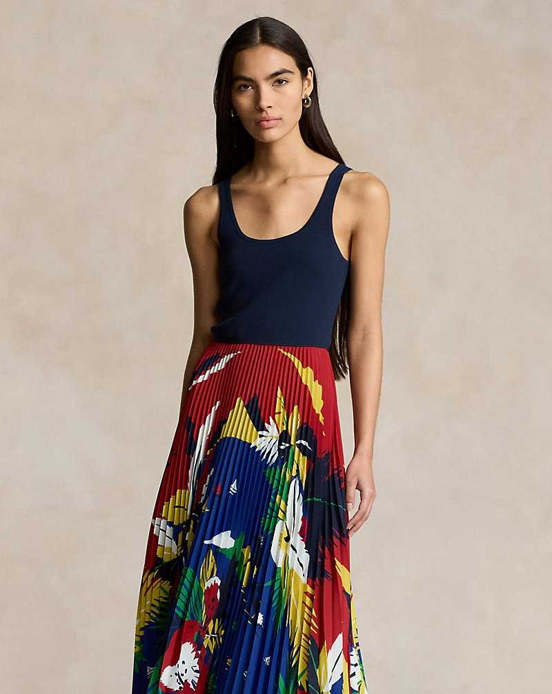 Vestido Ralph Lauren Graphic Hybrid-Pleated Mujer Rojos | DROYBCZ-62 - vista 3