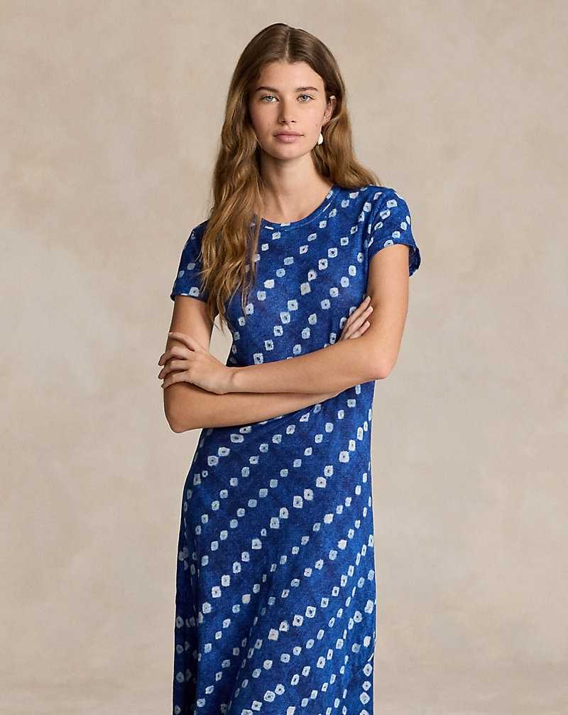 Vestido Ralph Lauren Graphic Print Linen Mujer Azules | YFQREAD-21 - vista 3