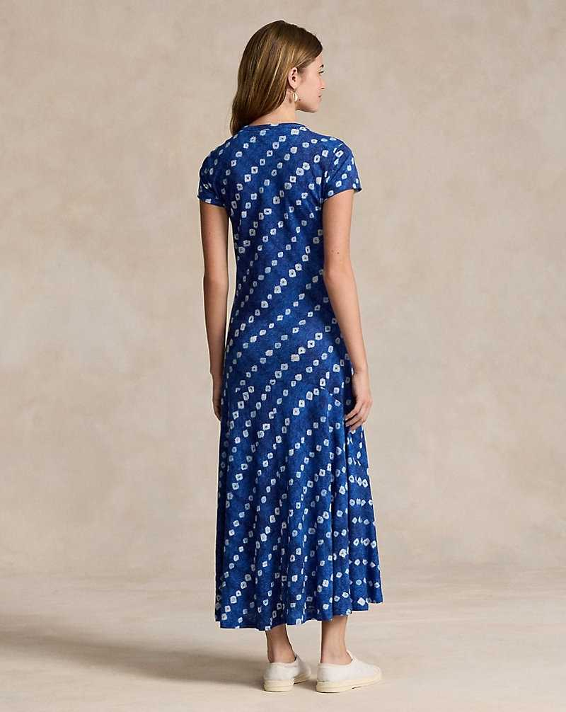 Vestido Ralph Lauren Graphic Print Linen Mujer Azules | YFQREAD-21 - vista 4