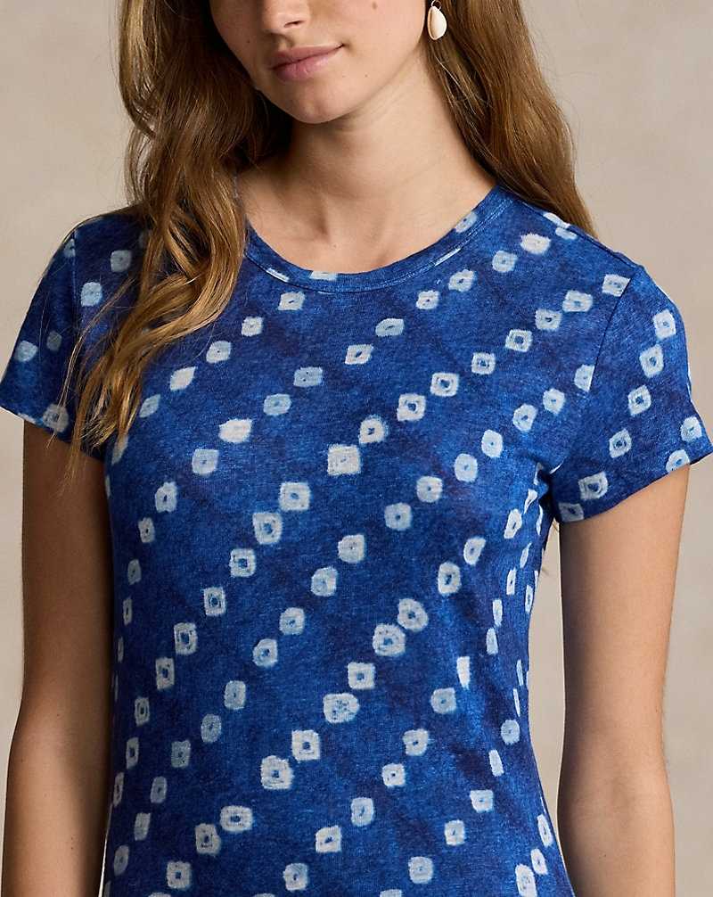 Vestido Ralph Lauren Graphic Print Linen Mujer Azules | YFQREAD-21 - vista 5