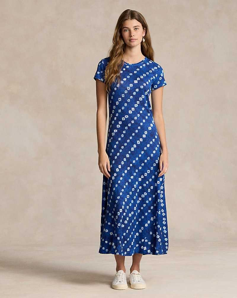 Vestido Ralph Lauren Graphic Print Linen Mujer Azules | YFQREAD-21 - vista 1