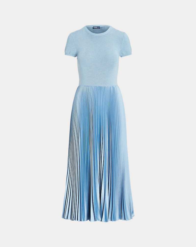 Vestido Ralph Lauren Hybrid-Pleated Midi Mujer Azules | DFARBGU-72 - vista 2