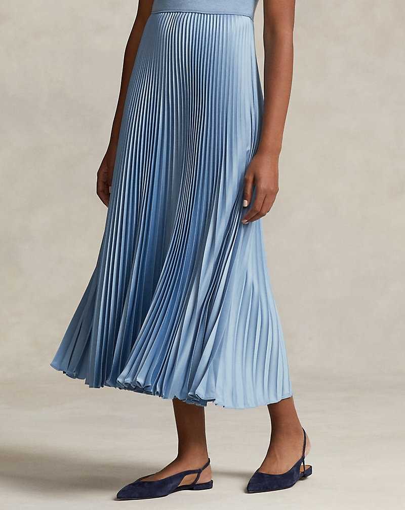 Vestido Ralph Lauren Hybrid-Pleated Midi Mujer Azules | DFARBGU-72 - vista 3