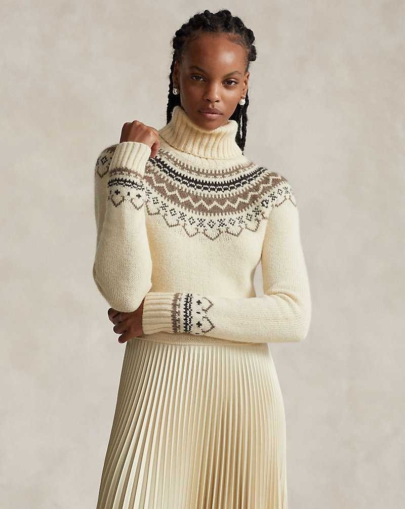 Vestido Ralph Lauren Hybrid-Pleated Roll Neck Mujer Creme | RLOXBHU-64 - vista 3