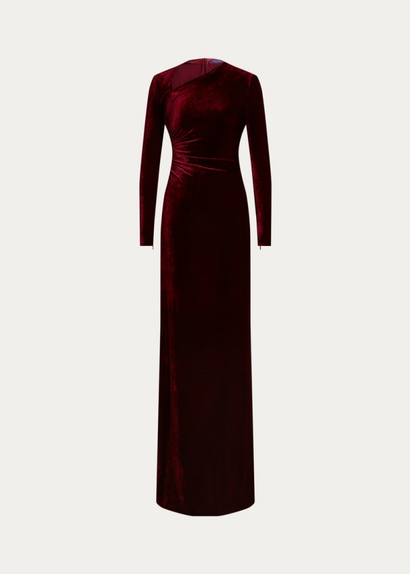 Vestido Kinslee Velvet Long-Sleeve Evening Mujer Rojos | VHMG92407 - vista 2