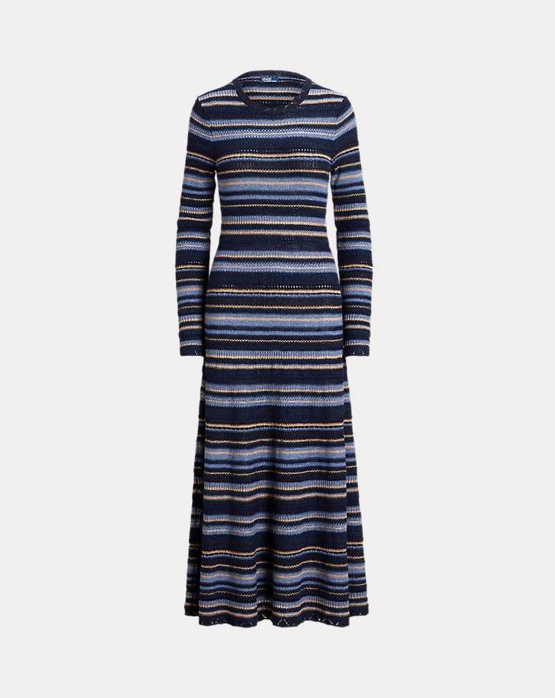 Vestido Ralph Lauren Knit Striped Mujer Azules | OZLQGXM-87 - vista 2
