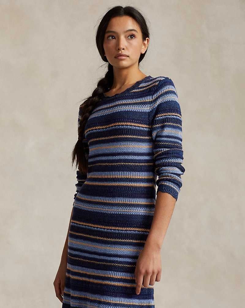 Vestido Ralph Lauren Knit Striped Mujer Azules | OZLQGXM-87 - vista 3