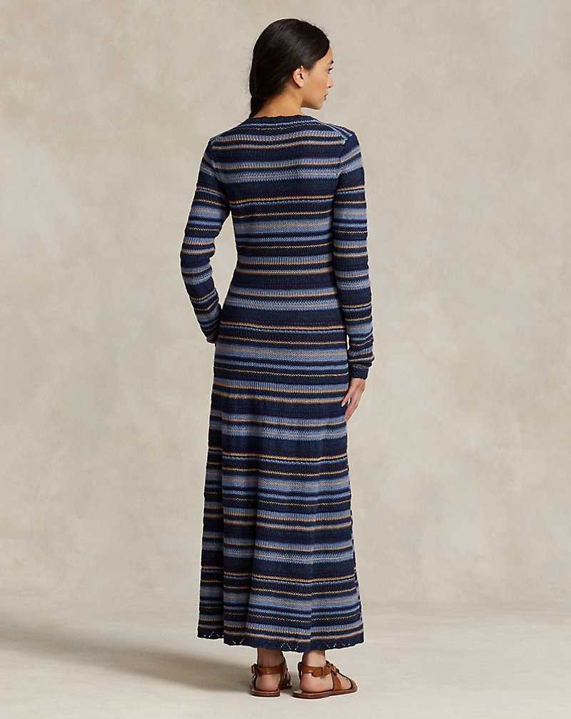 Vestido Ralph Lauren Knit Striped Mujer Azules | OZLQGXM-87 - vista 4