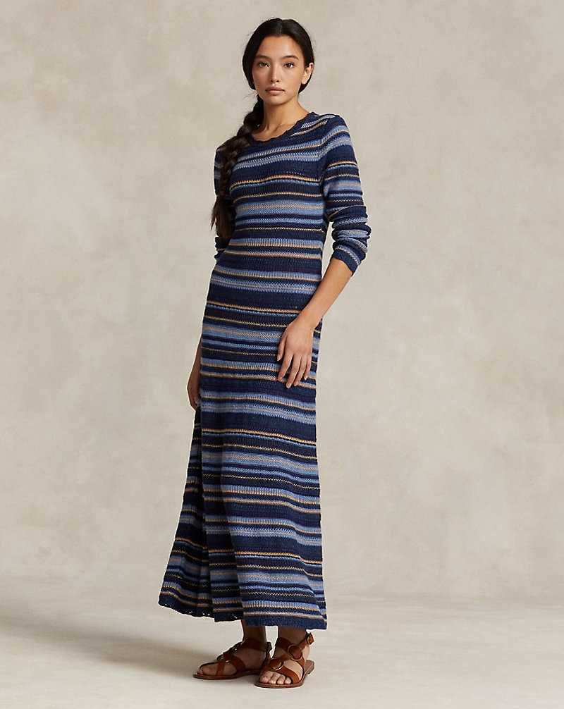 Vestido Ralph Lauren Knit Striped Mujer Azules | OZLQGXM-87 - vista 1