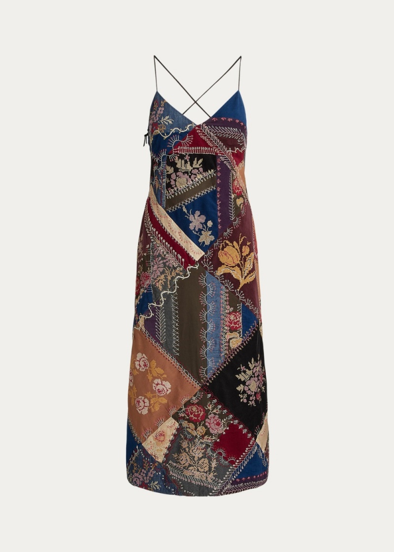 Vestido Multi-Patchwork V-Neck Mujer Multicolor | QRFN23957 - vista 4