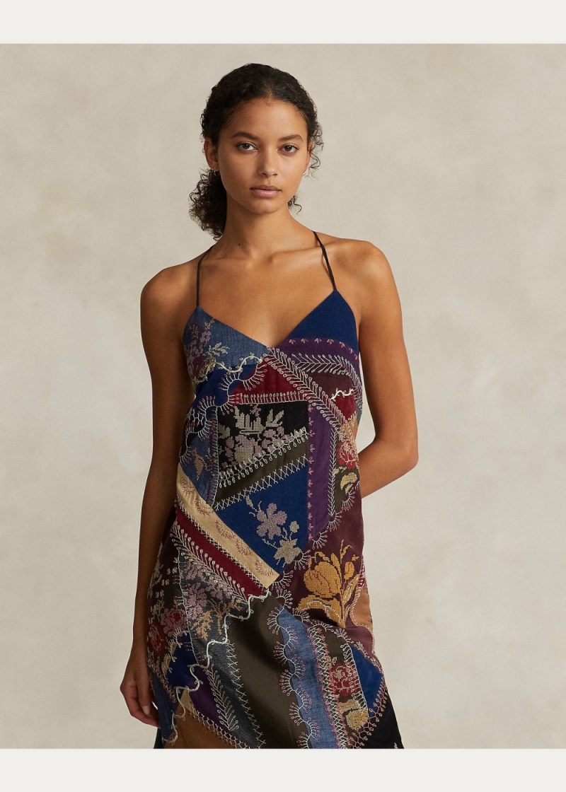 Vestido Multi-Patchwork V-Neck Mujer Multicolor | QRFN23957 - vista 5