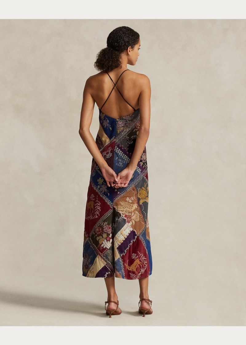 Vestido Multi-Patchwork V-Neck Mujer Multicolor | QRFN23957 - vista 6