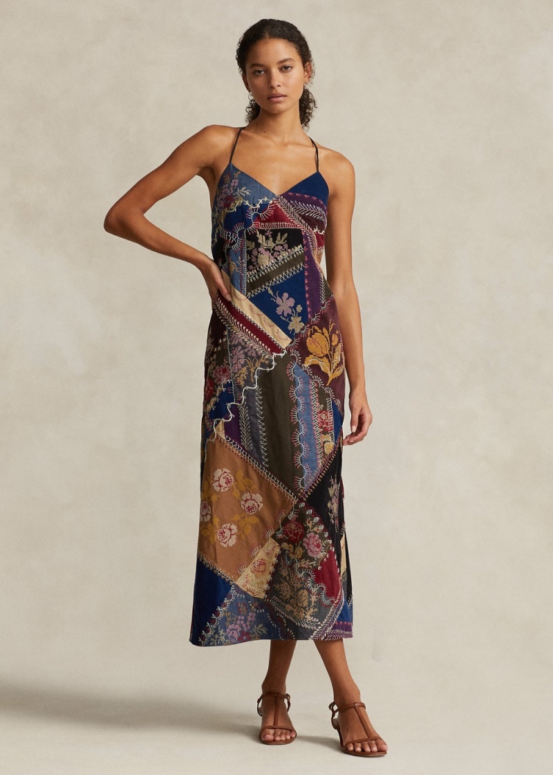 Vestido Multi-Patchwork V-Neck Mujer Multicolor | QRFN23957 - vista 1