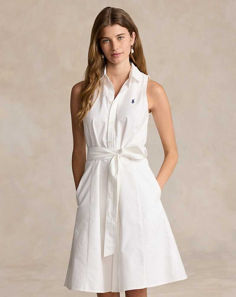Vestido Ralph Lauren Oxford Sleevelessdress Mujer Blancos | CELVIZP-20 - vista 3