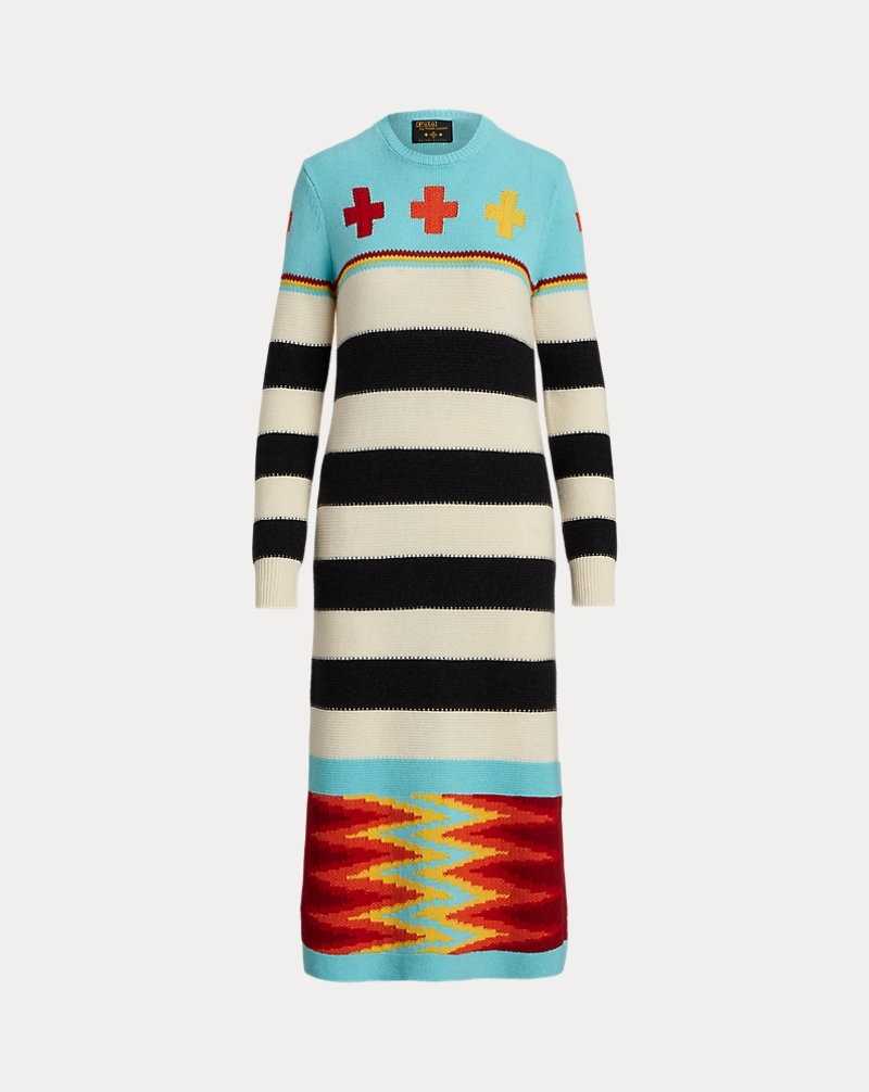 Vestido Ralph Lauren PRL x Naiomi Glasses Wool-Blend Mujer Turqouise Multi | AZFJGLX-24 - vista 2