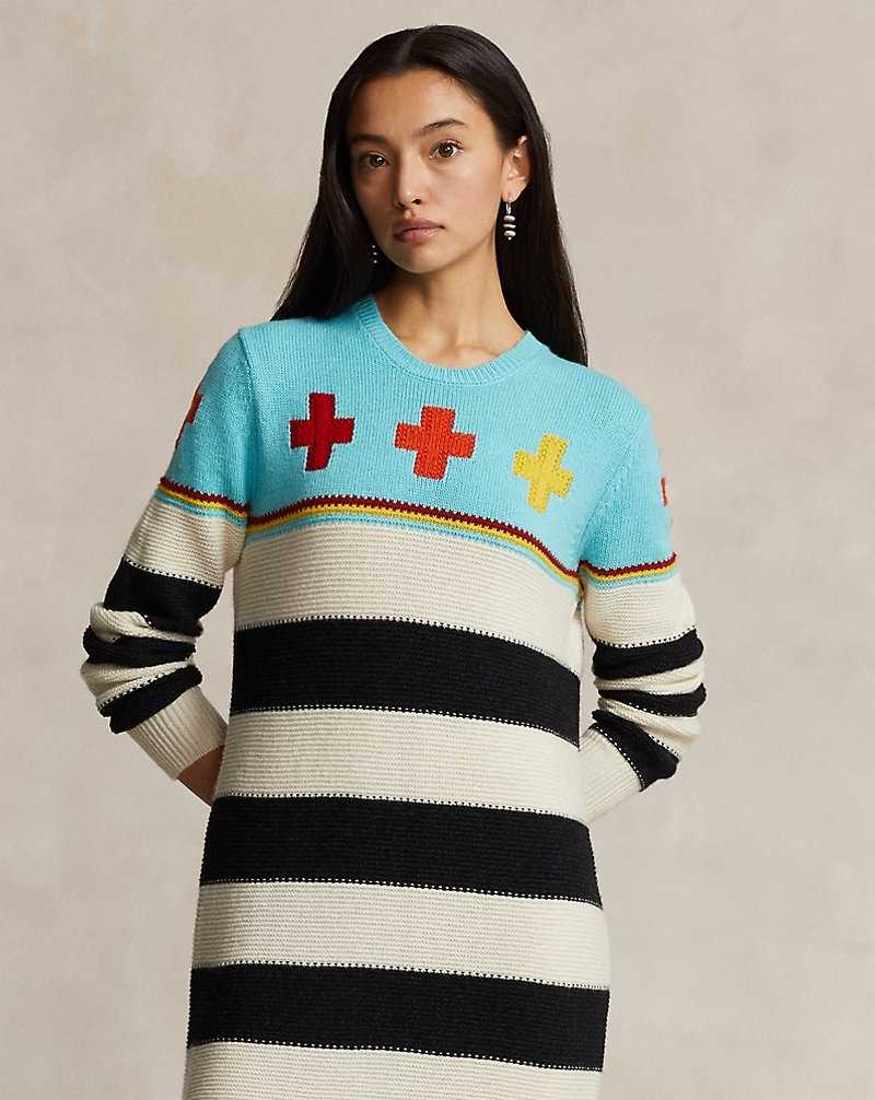 Vestido Ralph Lauren PRL x Naiomi Glasses Wool-Blend Mujer Turqouise Multi | AZFJGLX-24 - vista 3