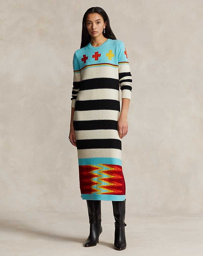 Vestido Ralph Lauren PRL x Naiomi Glasses Wool-Blend Mujer Turqouise Multi | AZFJGLX-24 - vista 1