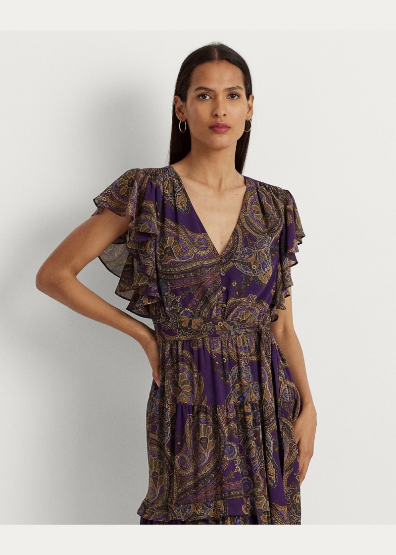 Vestido Paisley Belted Georgette Tiered Mujer Multicolor | JOAV50328 - vista 3