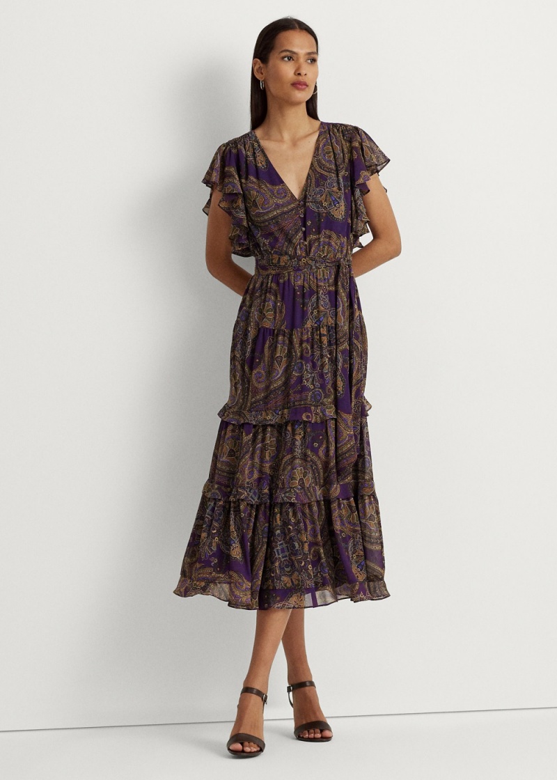 Vestido Paisley Belted Georgette Tiered Mujer Multicolor | JOAV50328 - vista 1
