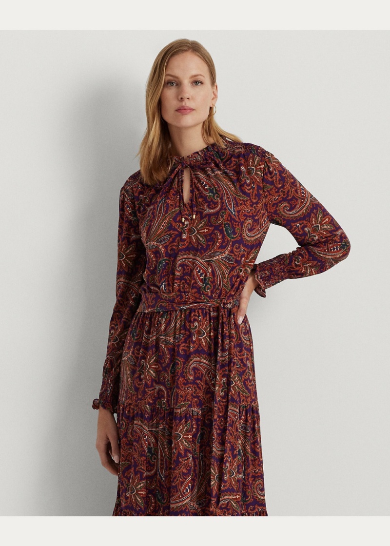Vestido Paisley Belted Jersey Tiered Mujer Multicolor | IJRQ03614 - vista 3